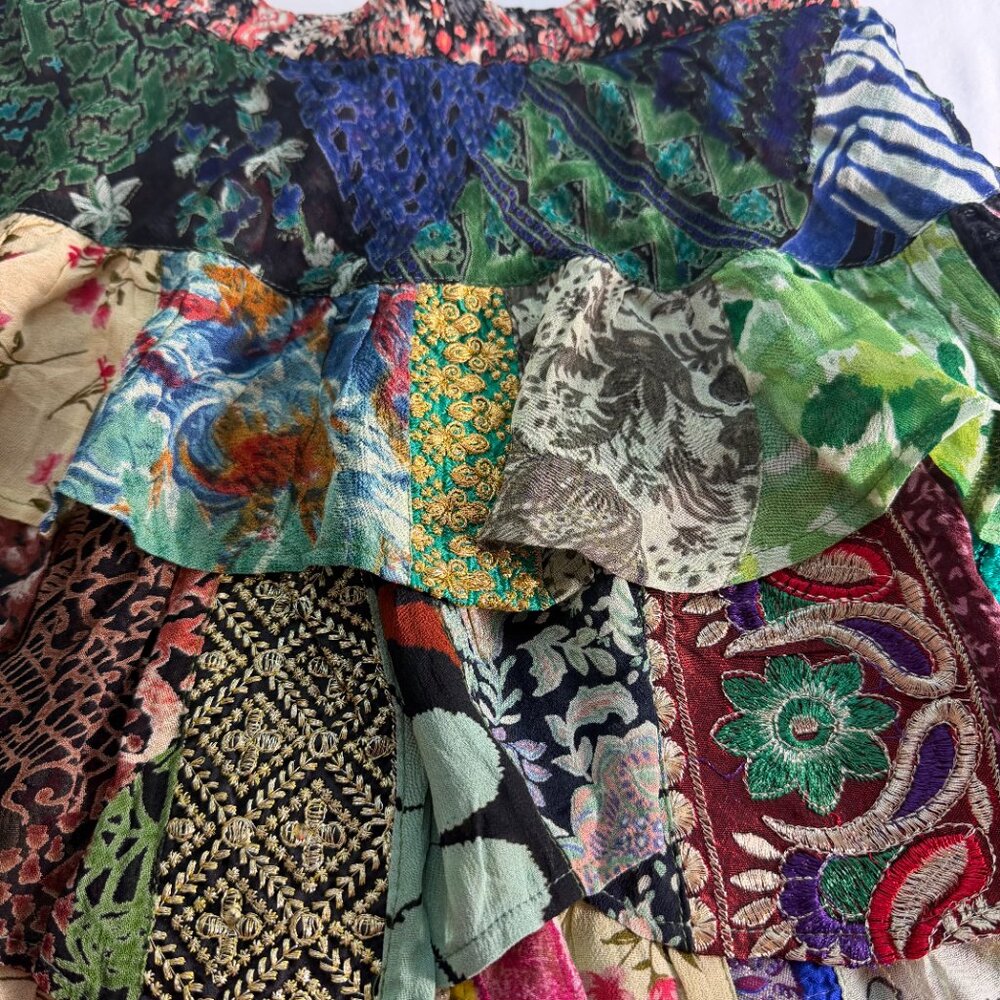 Young Threads Patchwork Boho Skirt XL Festival Hi… - image 3